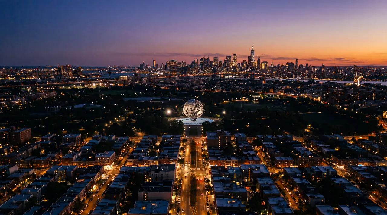 Flushing, New York, cinematic rendering