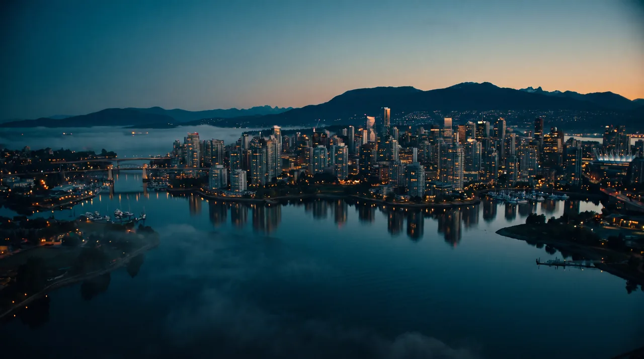 Vancouver, British Columbia, cinematic rendering